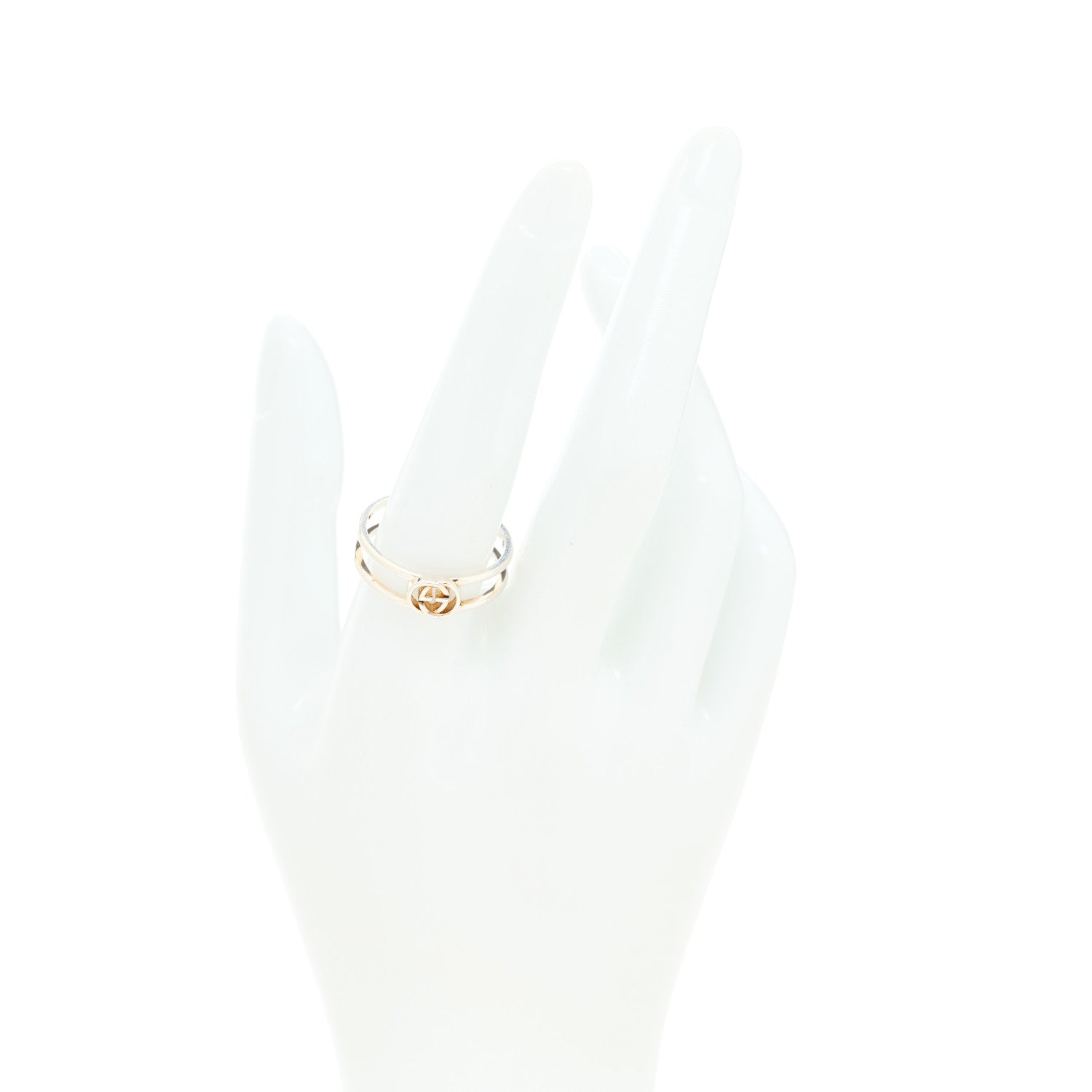 GUCCI スターリングシルバー 6mm インターロッキングG オープンバンドリング 60 9.25(代金引換)