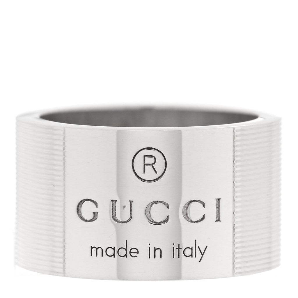 GUCCI シルバー 12mm トレードマーク ワイドバンドリング 54 6.75(代金引換)