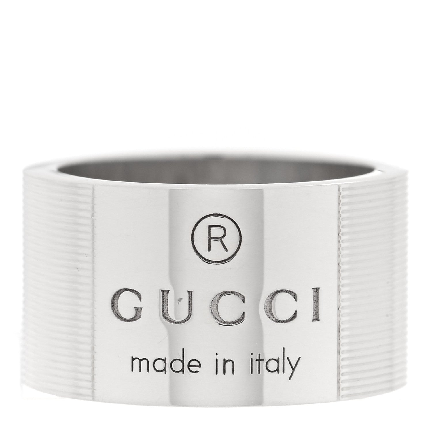 GUCCI シルバー 12mm トレードマーク ワイドバンドリング 54 6.75(代金引換)