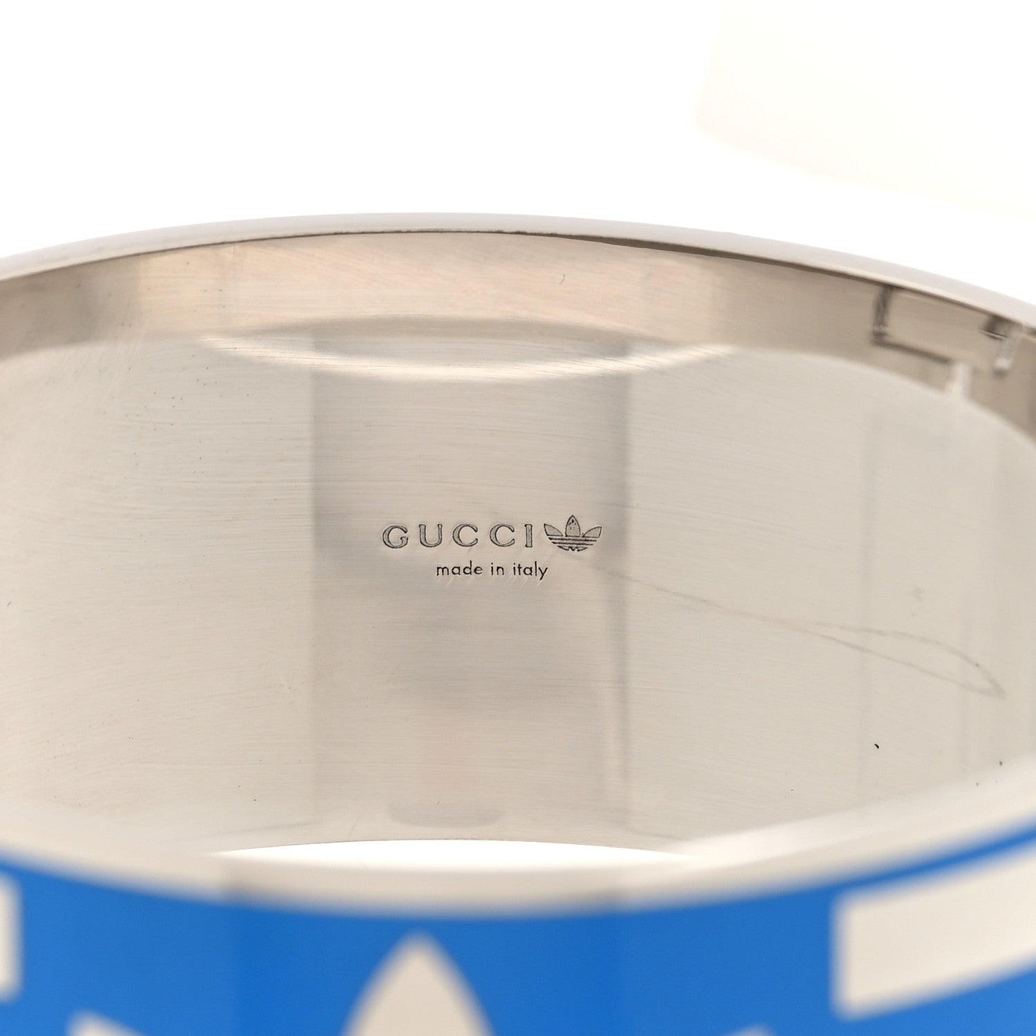 GUCCI X ADIDAS メタルエナメル カフブレスレット S シルバー×ブルー(代金引換)