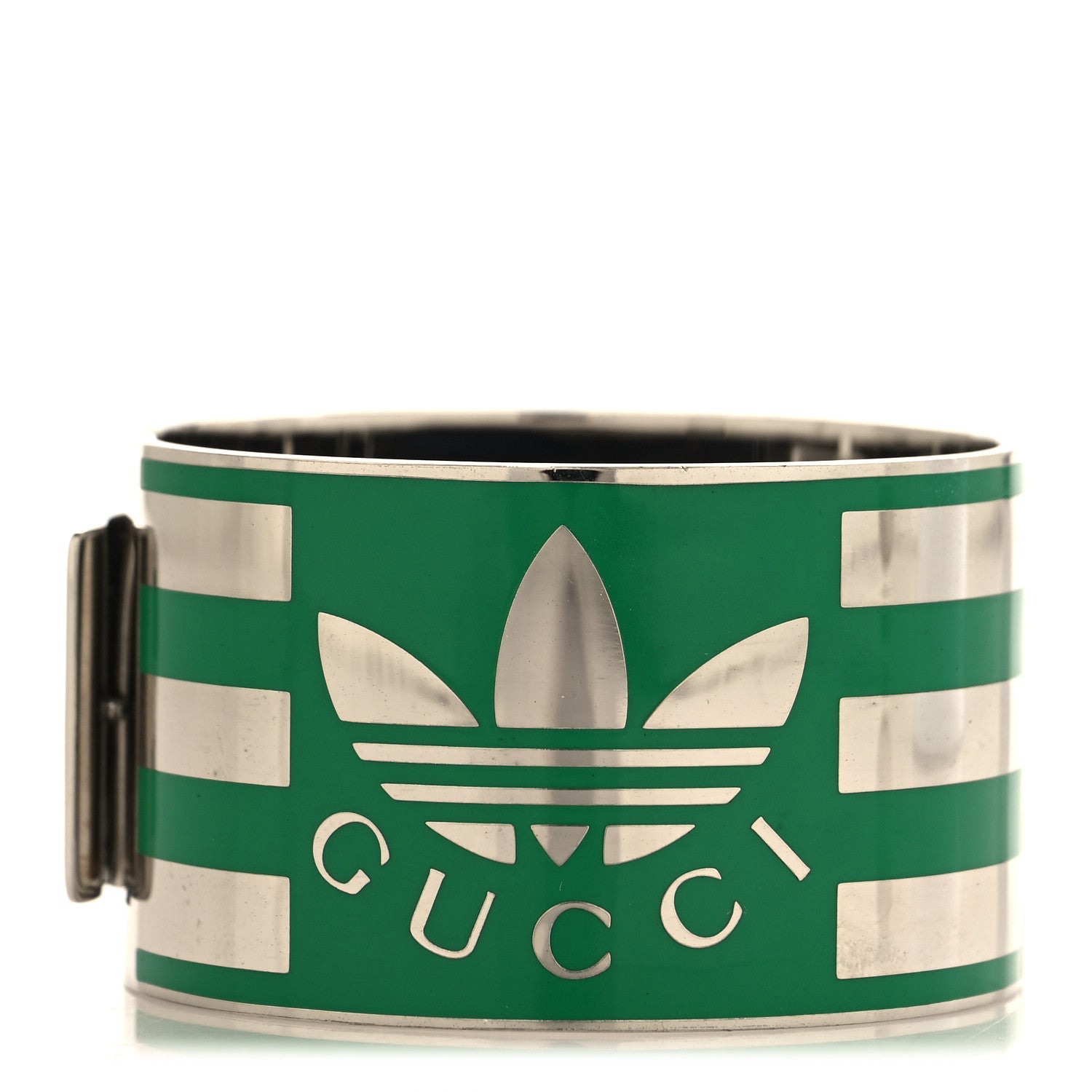 GUCCI X ADIDAS メタル エナメル カフ ブレスレット S シルバーグリーン(代金引換)