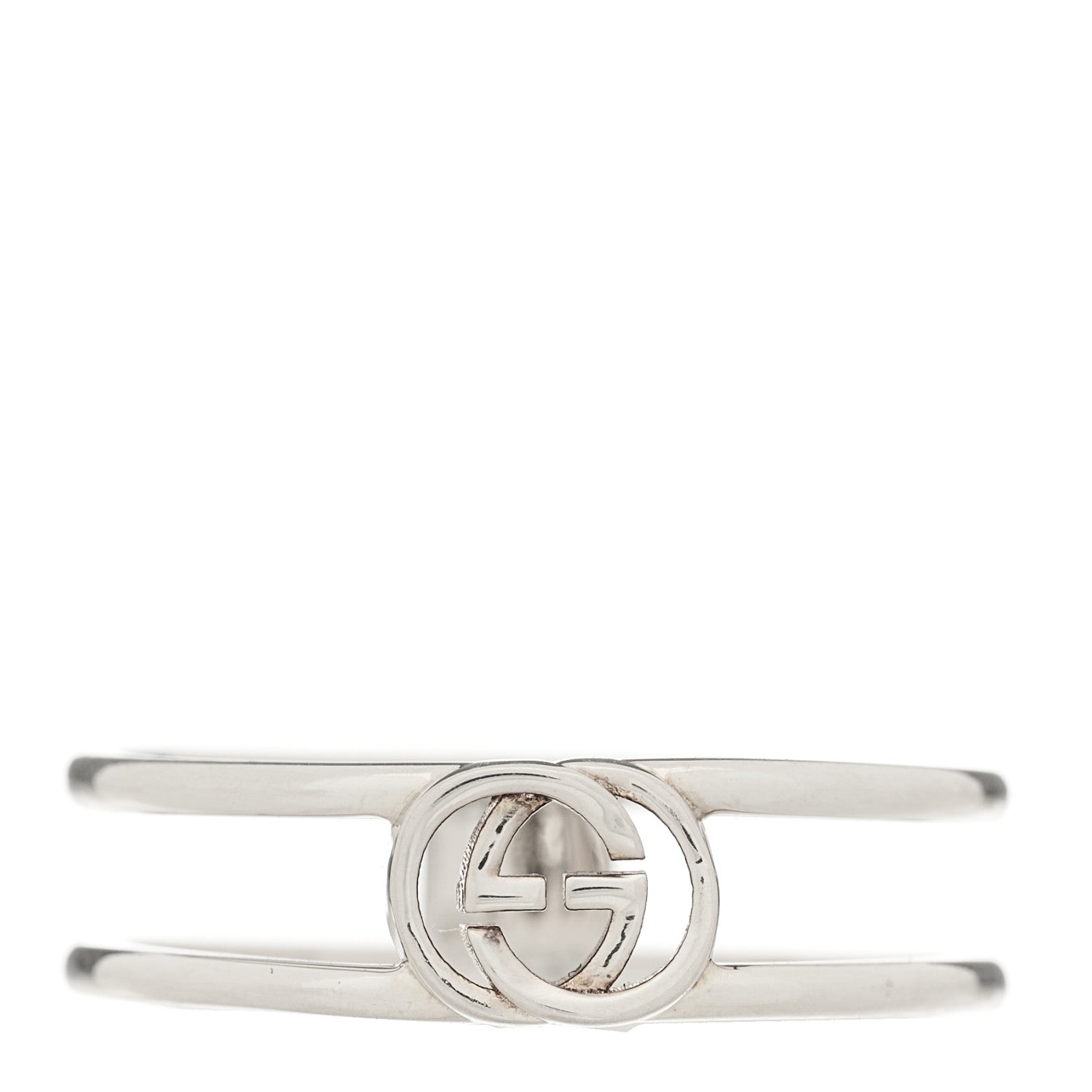 GUCCI スターリングシルバー 6mm インターロッキングG オープンバンドリング 60 9.25(代金引換)