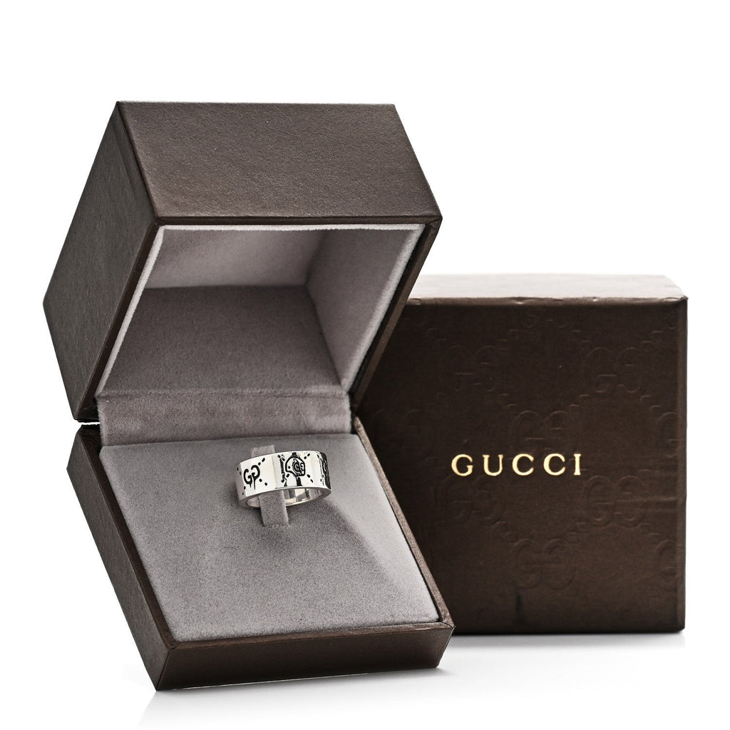 GUCCI スターリングシルバー GucciGhost ハムレット スカル バンドリング 53 6.5(代金引換)