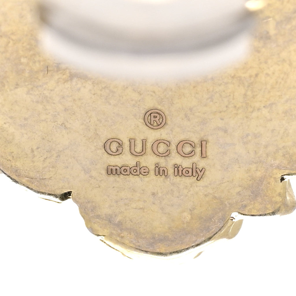 GUCCI クリスタル ライオンヘッド クリップオンイヤリング エイジドゴールド グリーン(代金引換)