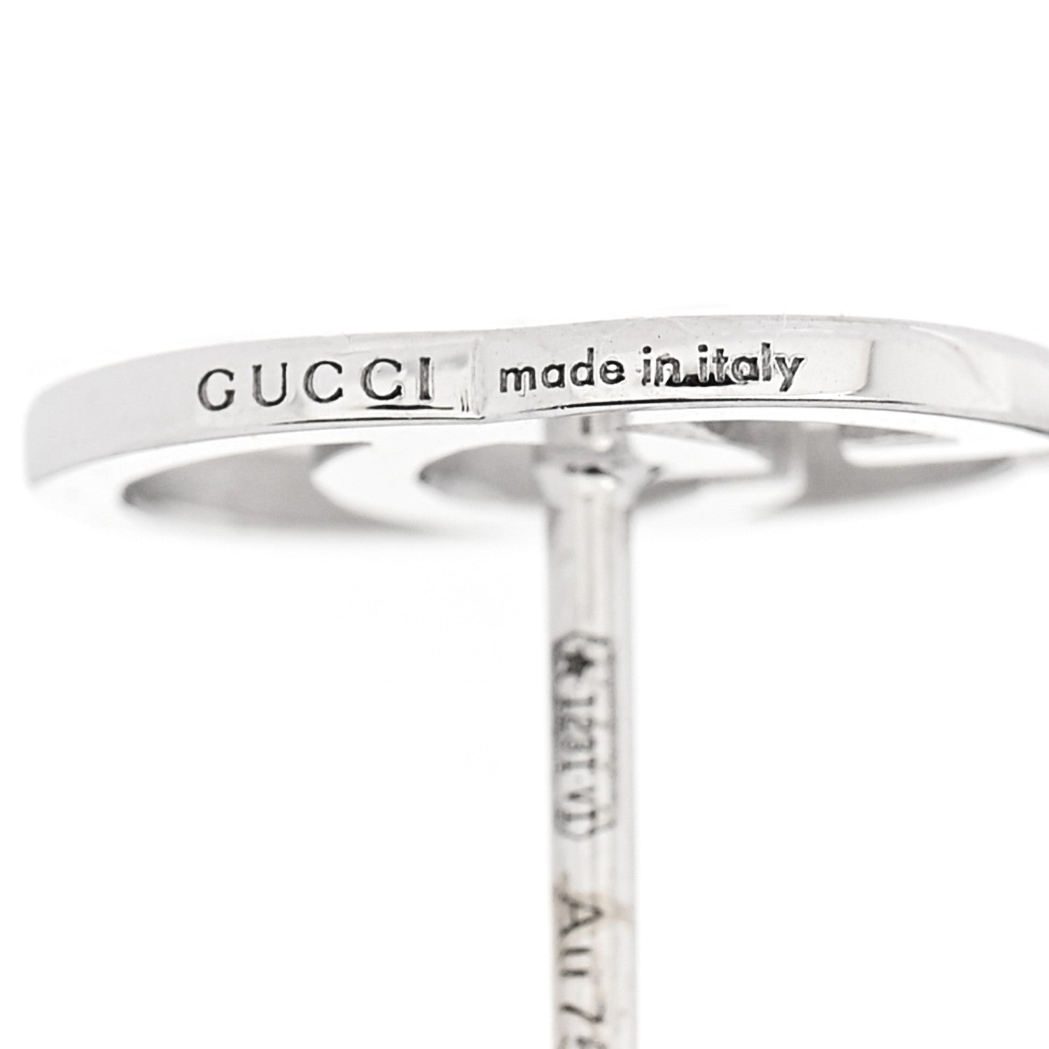 GUCCI 18Kホワイトゴールド ランニングG スタッドピアス(代金引換)