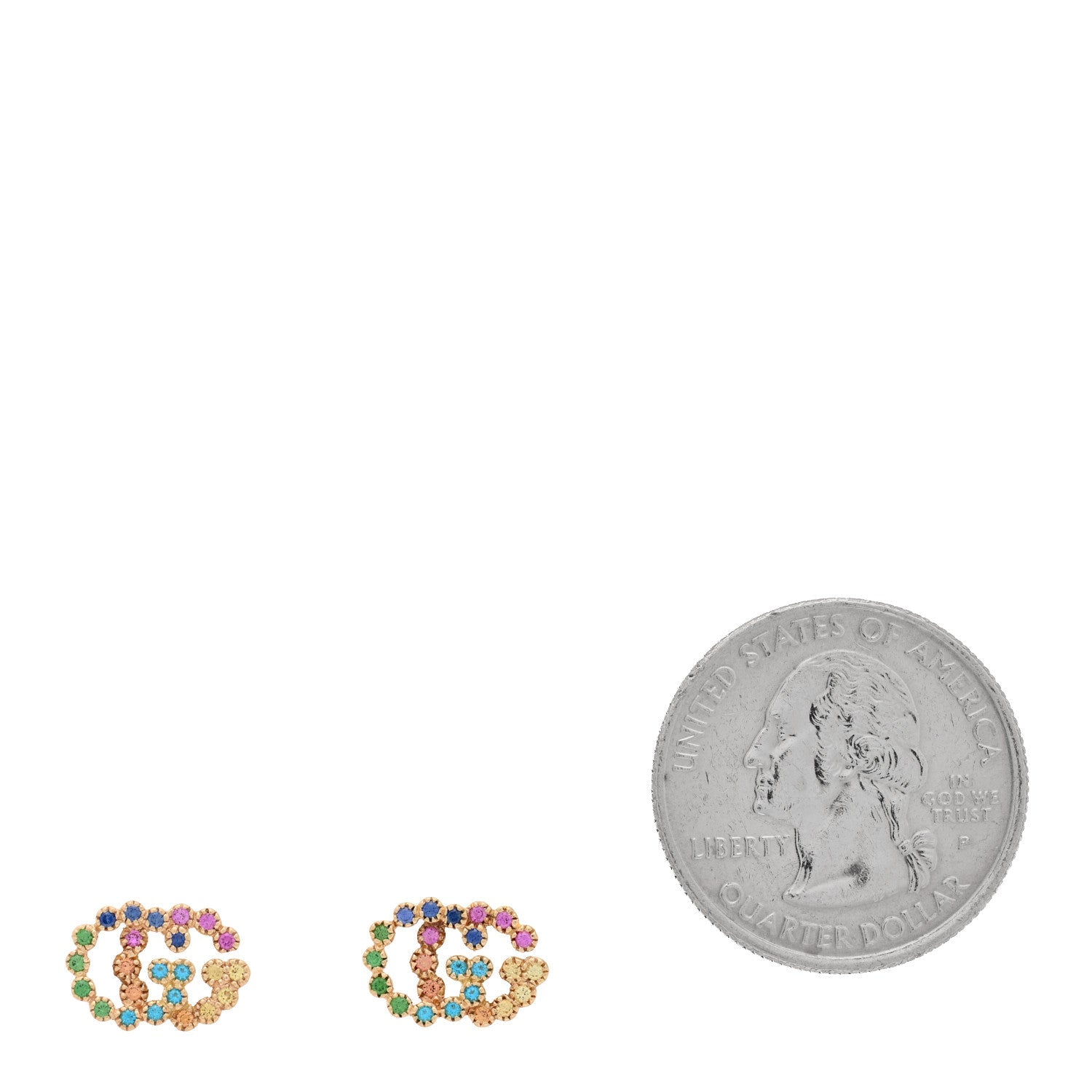 GUCCI 18Kイエローゴールド サファイア トパーズ ツァボライト シトリン ランニングG スタッドピアス(代金引換)