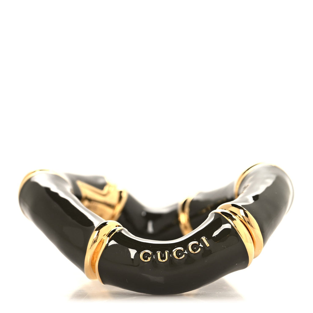 GUCCI ブラス エナメル バンブーカフブレスレット ゴールドグレー(代金引換)