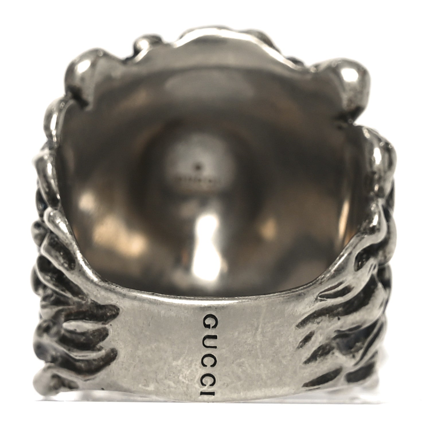 GUCCI エナメル ブラス ライオンヘッド クルシフィックスリング XL ブラック(代金引換)