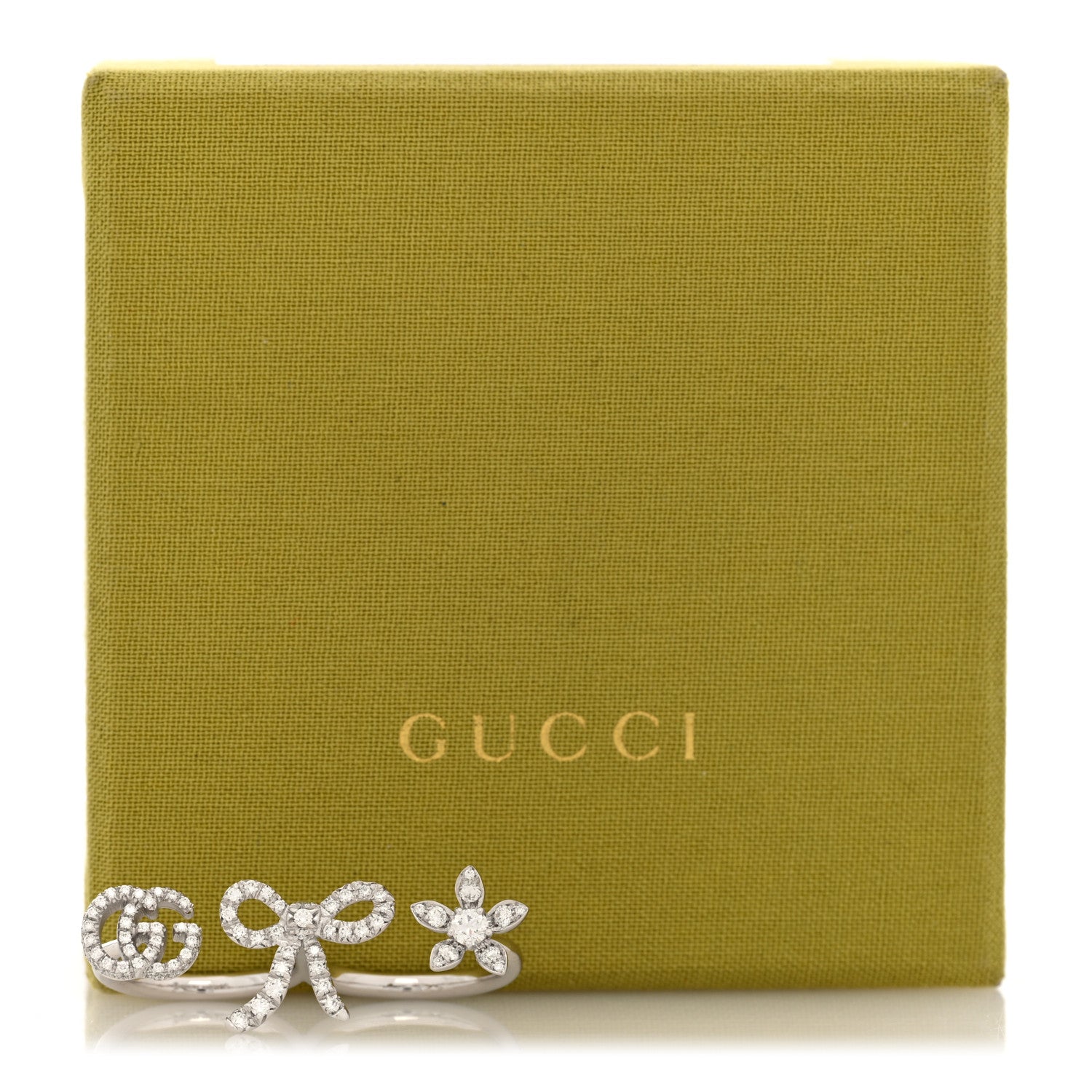 GUCCI 18Kホワイトゴールド ダイヤモンド フローラ ボウ フラワーリング M(代金引換)