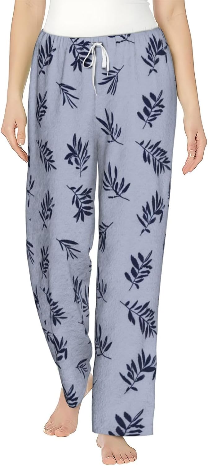 Colorful Butterfly Floral Flannel Pajama Pants For Women. Soft Fleece Lounge Pants With Pockets And Adjustable Drawstring