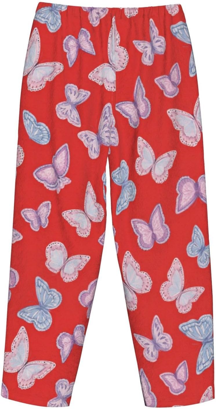 Vintage Books And Wildflowers Flannel Pajama Pants For Women. Soft Fleece Lounge Pants With Pockets And Adjustable Drawstring