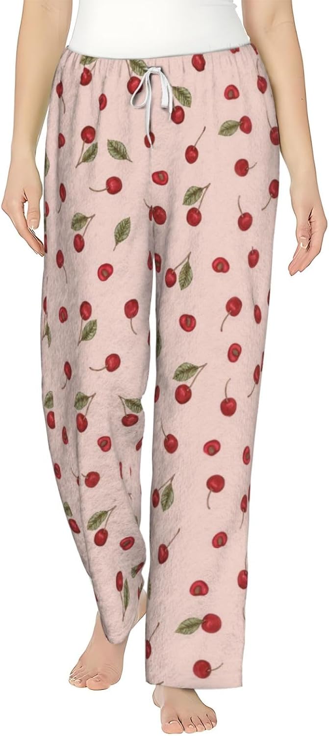 PVVCDV Cute Avocado Flannel Pajama Pants For Women. Soft Fleece Lounge Pants With Pockets And Adjustable Drawstring