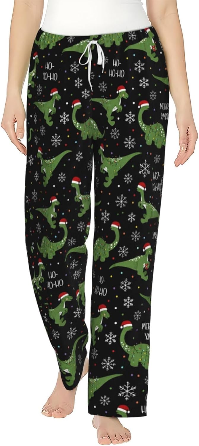 Christmas Duck Gift Flannel Pajama Pants For Women. Soft Fleece Lounge Pants With Pockets And Adjustable Drawstring