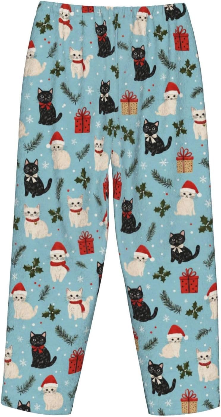 Christmas Duck Gift Flannel Pajama Pants For Women. Soft Fleece Lounge Pants With Pockets And Adjustable Drawstring