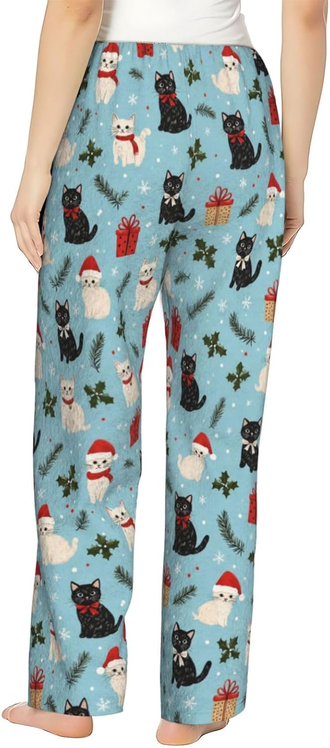 Christmas Duck Gift Flannel Pajama Pants For Women. Soft Fleece Lounge Pants With Pockets And Adjustable Drawstring