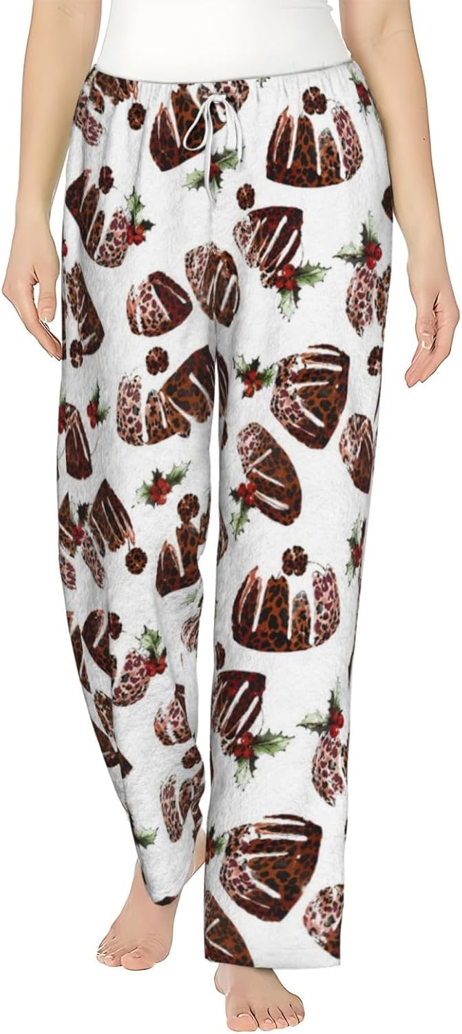 PVVCDV Pink Christmas Holiday Flannel Pajama Pants For Women. Soft Fleece Lounge Pants With Pockets And Adjustable Drawstring