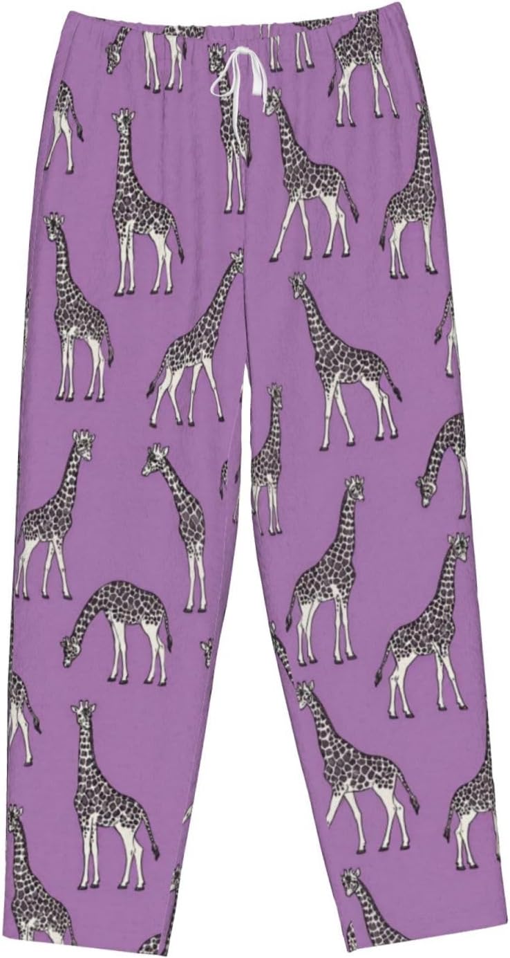 PVVCDV Tropical Safari Animal Print Flannel Pajama Pants For Women. Soft Fleece Lounge Pants
