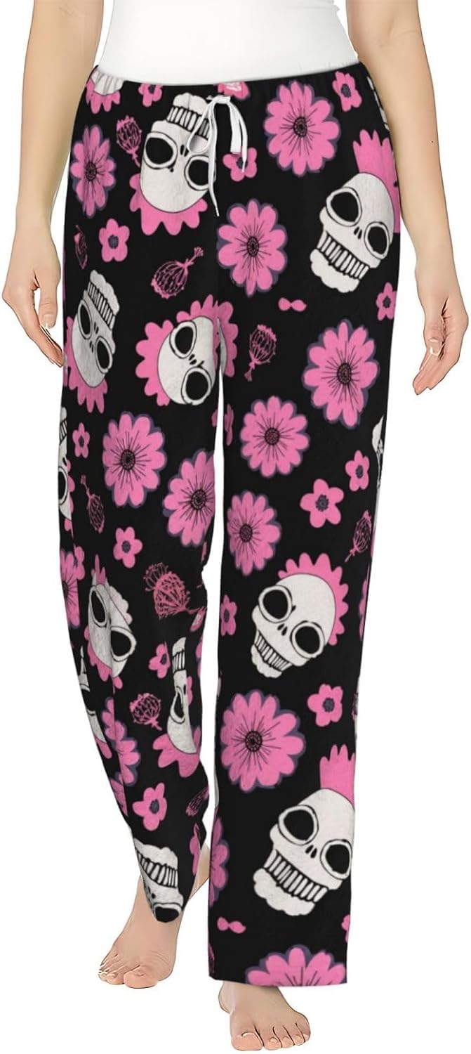 Red Eyed Bat Flannel Pajama Pants For Women. Soft Fleece Lounge Pants With Pockets And Adjustable Drawstring