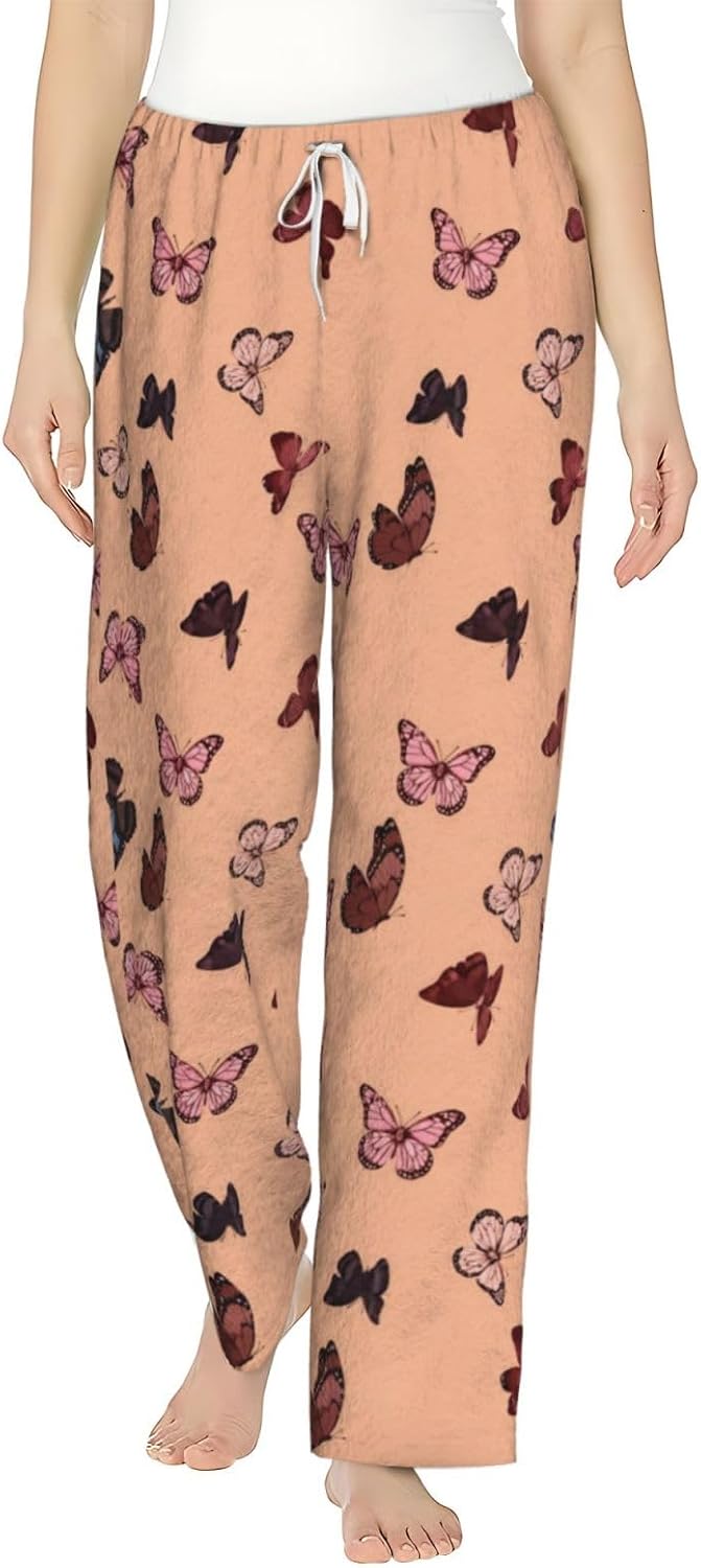 Blue Hydrangea Floral Flannel Pajama Pants For Women. Soft Fleece Lounge Pants With Pockets And Adjustable Drawstring