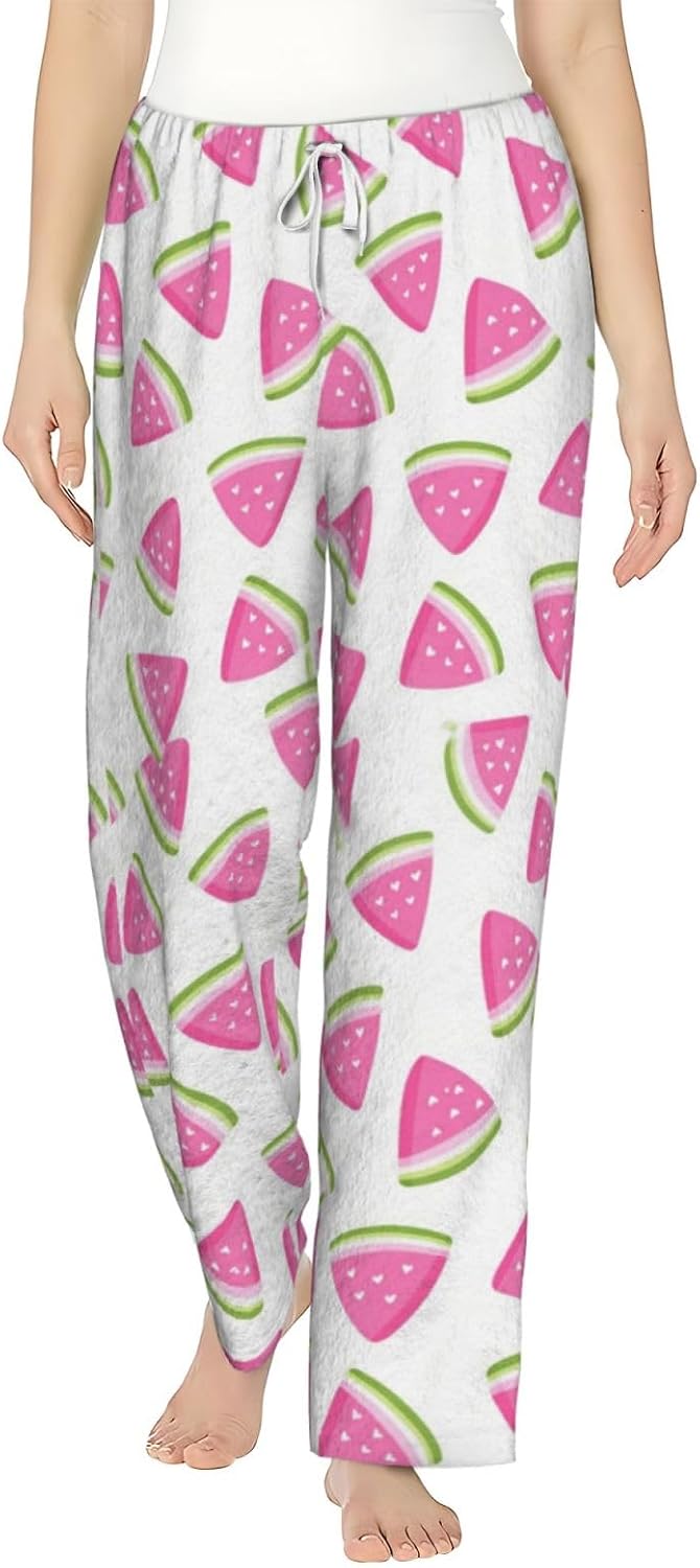 PVVCDV Yellow Banana Flannel Pajama Pants For Women. Soft Fleece Lounge Pants With Pockets And Adjustable Drawstring