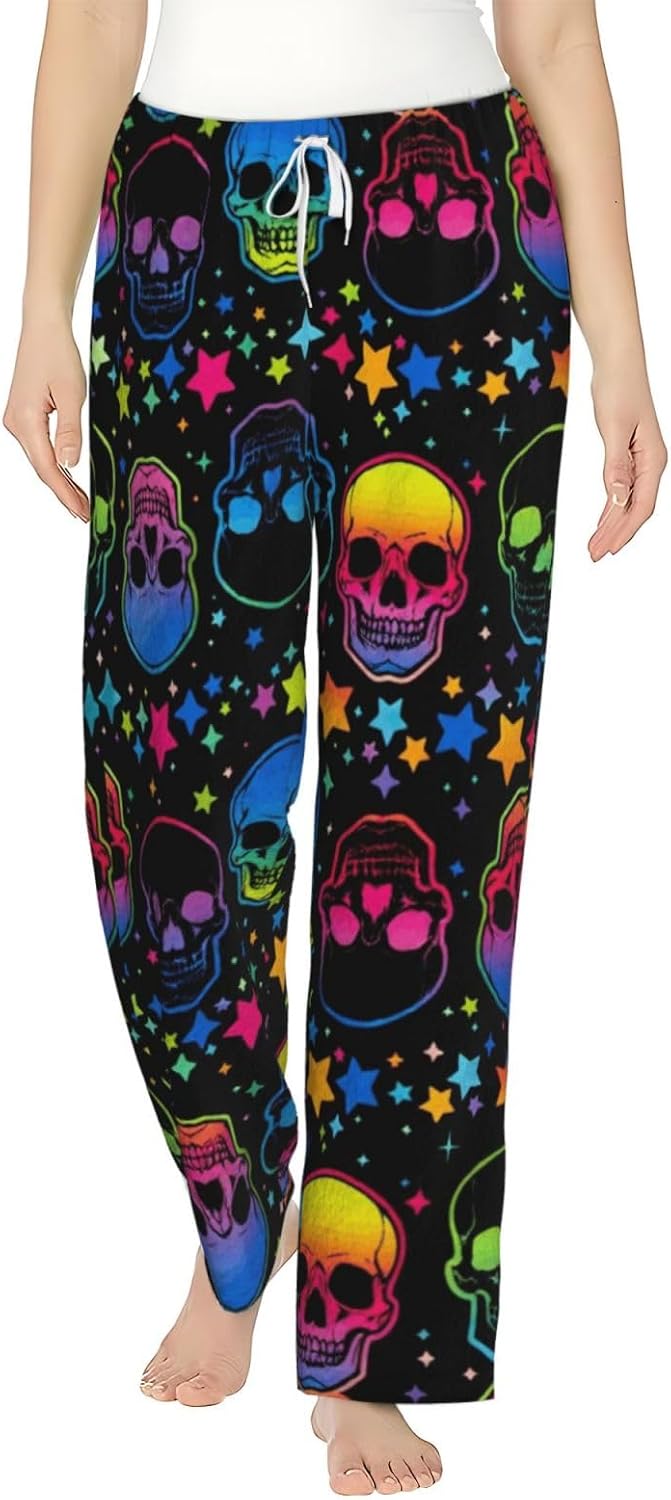 Red Eyed Bat Flannel Pajama Pants For Women. Soft Fleece Lounge Pants With Pockets And Adjustable Drawstring