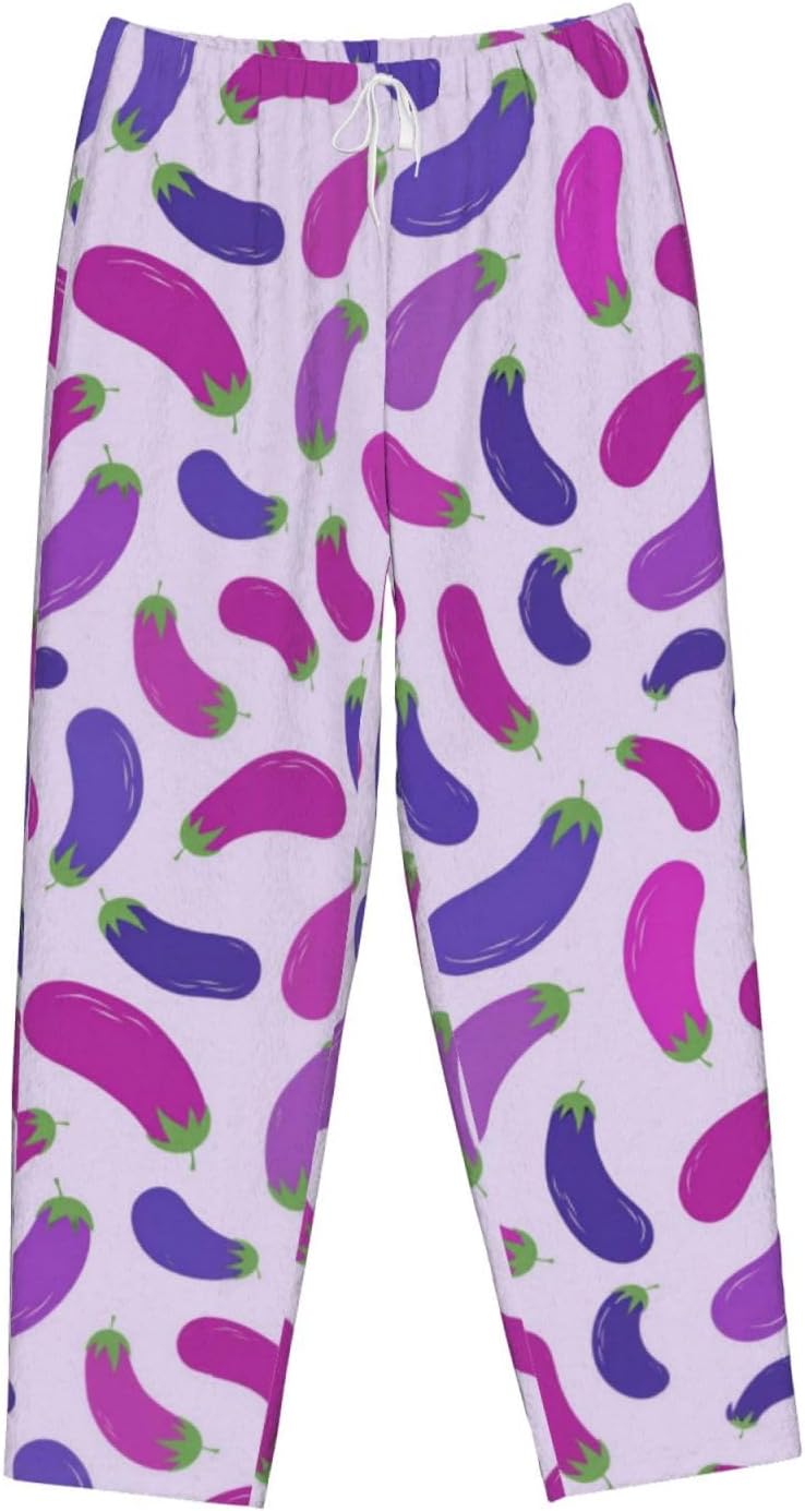 PVVCDV Red Cherry Black Flannel Pajama Pants For Women. Soft Fleece Lounge Pants With Pockets And Adjustable Drawstring