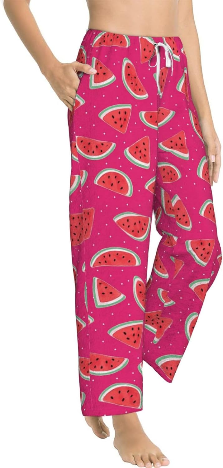 PVVCDV Yellow Banana Flannel Pajama Pants For Women. Soft Fleece Lounge Pants With Pockets And Adjustable Drawstring