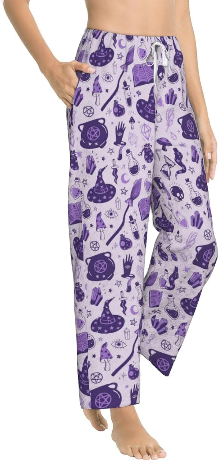 Red Eyed Bat Flannel Pajama Pants For Women. Soft Fleece Lounge Pants With Pockets And Adjustable Drawstring