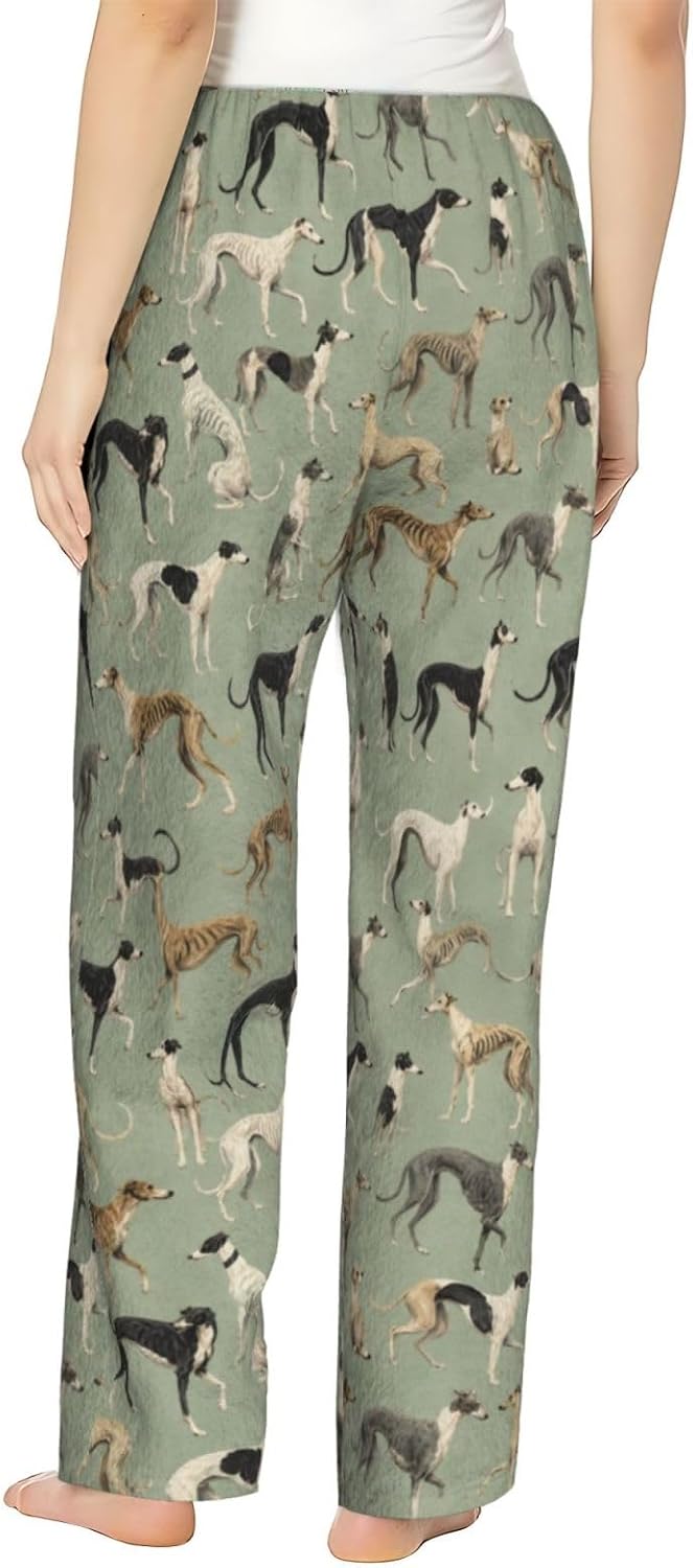 Giraffe Floral Botanical Flannel Pajama Pants For Women. Soft Fleece Lounge Pants With Pockets And Adjustable Drawstring