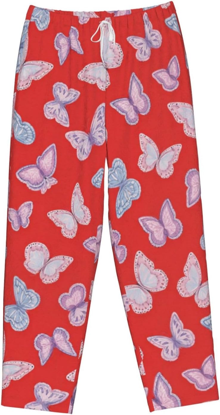 Vintage Books And Wildflowers Flannel Pajama Pants For Women. Soft Fleece Lounge Pants With Pockets And Adjustable Drawstring