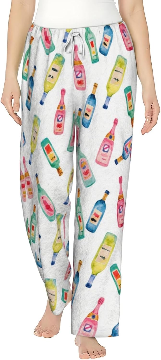 PVVCDV Yellow Banana Flannel Pajama Pants For Women. Soft Fleece Lounge Pants With Pockets And Adjustable Drawstring