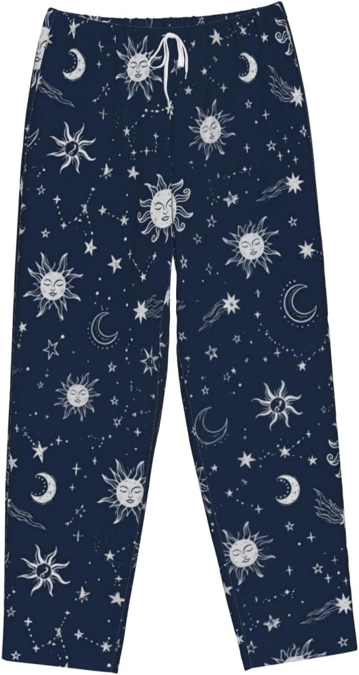 Gothic Bat Floral Black White Flannel Pajama Pants For Women. Soft Fleece Lounge Pants With Pockets And Adjustable Drawstring