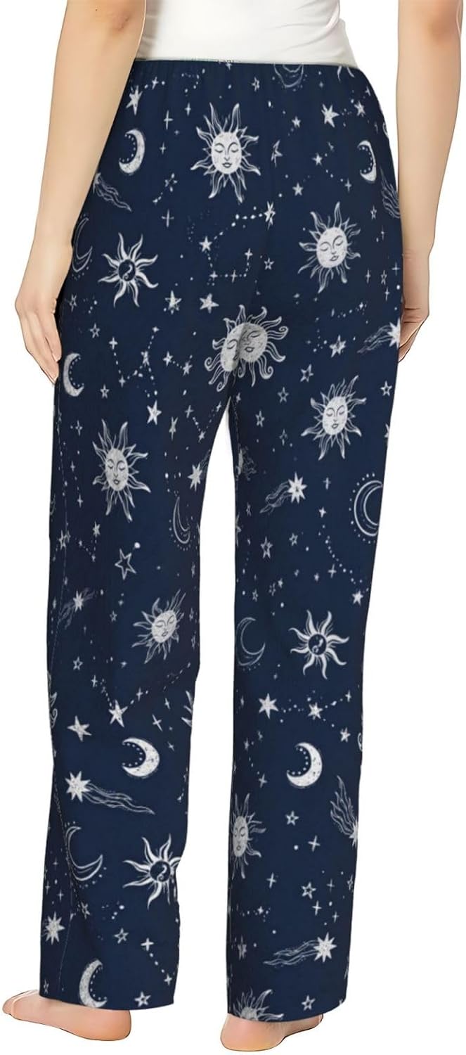 Gothic Bat Floral Black White Flannel Pajama Pants For Women. Soft Fleece Lounge Pants With Pockets And Adjustable Drawstring