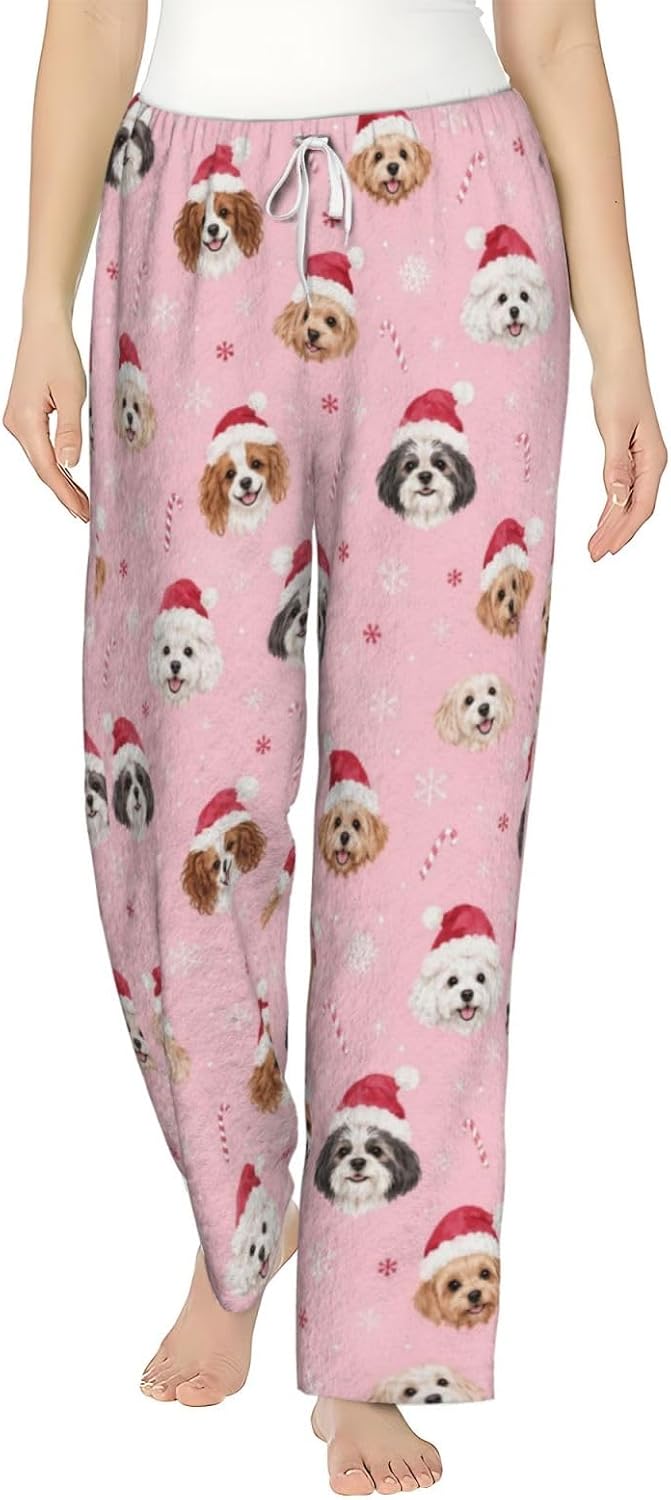 Christmas Duck Gift Flannel Pajama Pants For Women. Soft Fleece Lounge Pants With Pockets And Adjustable Drawstring