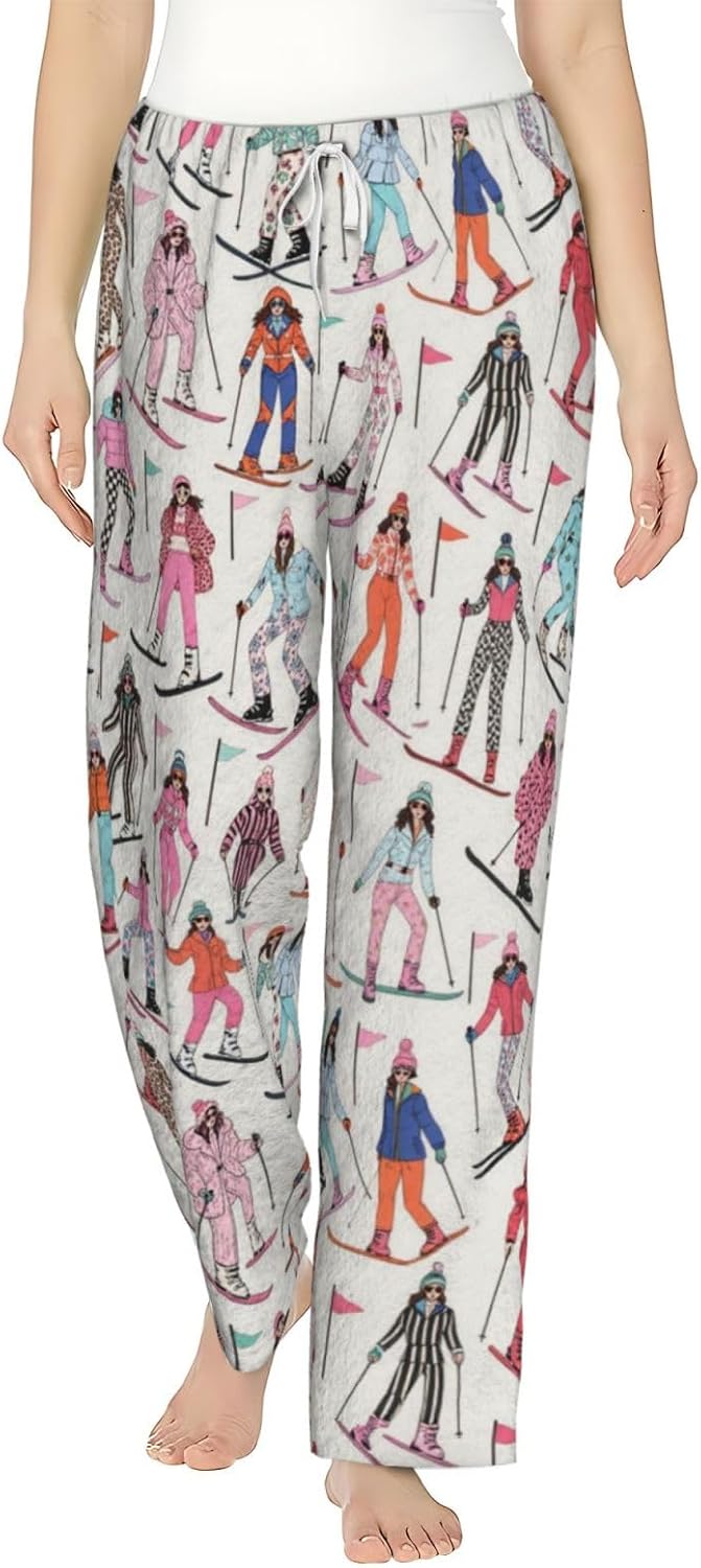 Soccer Ball Field Sports Flannel Pajama Pants For Women. Soft Fleece Lounge Pants With Pockets And Adjustable Drawstring