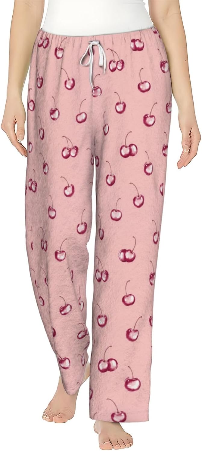 Pink Flamingo Bird Flannel Pajama Pants For Women. Soft Fleece Lounge Pants With Pockets And Adjustable Drawstring