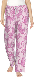 Pink Tiger Rose Floral Flannel Pajama Pants For Women. Soft Fleece Lounge Pants With Pockets And Adjustable Drawstring