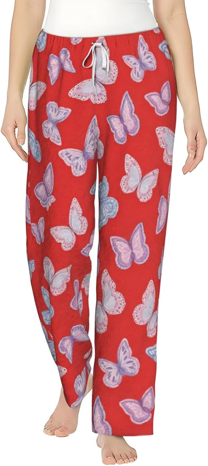Vintage Books And Wildflowers Flannel Pajama Pants For Women. Soft Fleece Lounge Pants With Pockets And Adjustable Drawstring