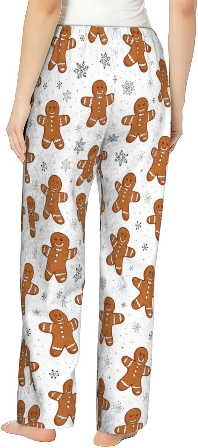 PVVCDV Pink Christmas Holiday Flannel Pajama Pants For Women. Soft Fleece Lounge Pants With Pockets And Adjustable Drawstring