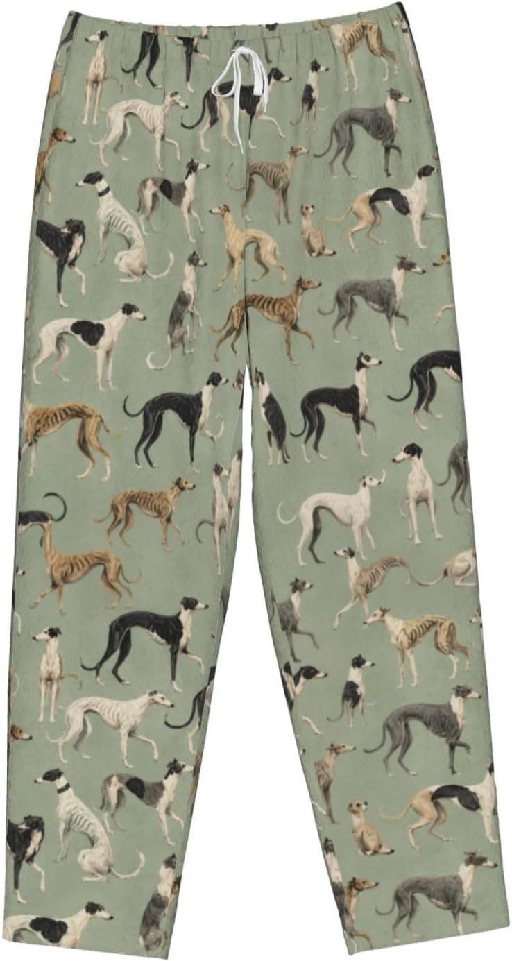 Giraffe Floral Botanical Flannel Pajama Pants For Women. Soft Fleece Lounge Pants With Pockets And Adjustable Drawstring