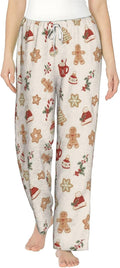 Christmas Leopard Cat Flannel Pajama Pants For Women. Soft Fleece Lounge Pants With Pockets And Adjustable Drawstring