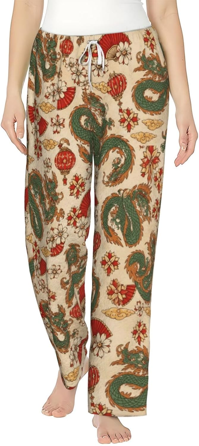 Colorful Butterfly Floral Flannel Pajama Pants For Women. Soft Fleece Lounge Pants With Pockets And Adjustable Drawstring