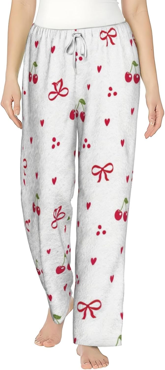 PVVCDV Cute Avocado Flannel Pajama Pants For Women. Soft Fleece Lounge Pants With Pockets And Adjustable Drawstring