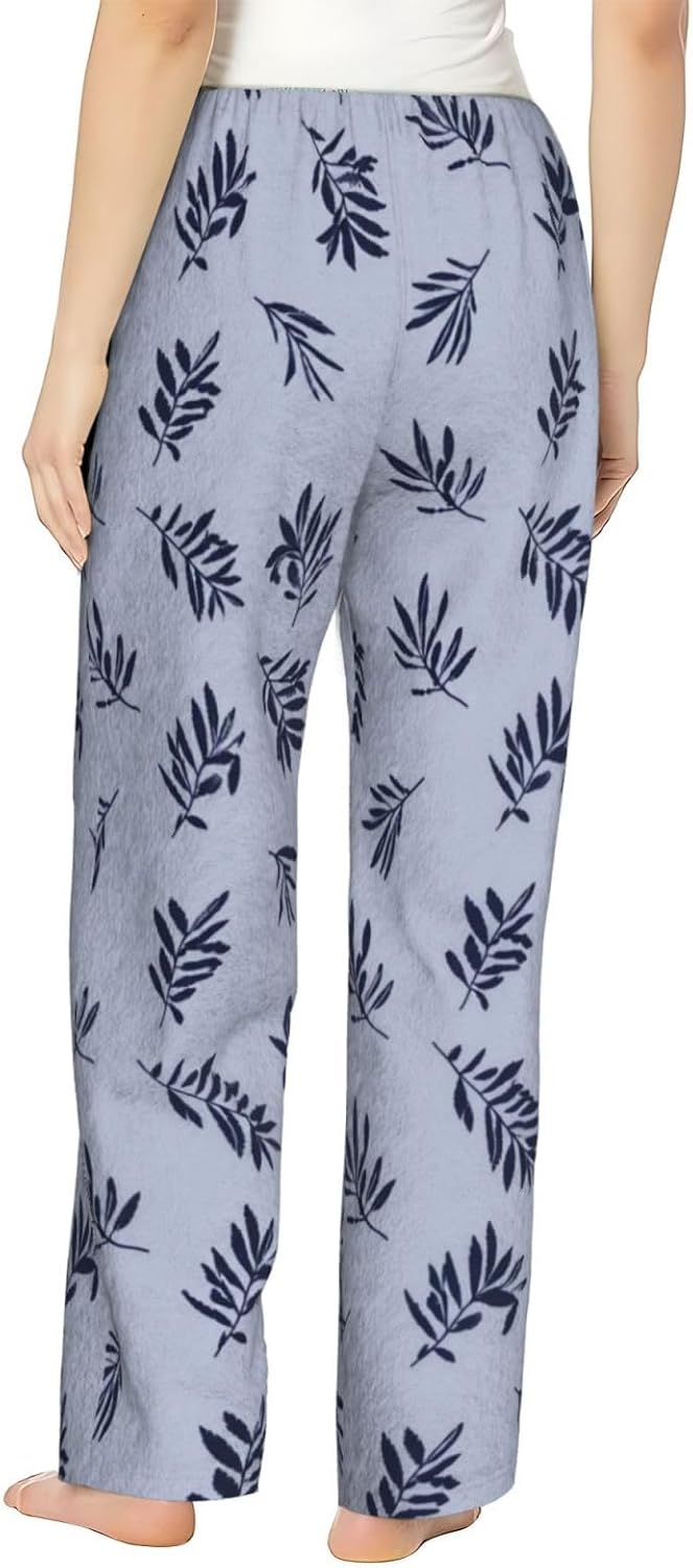 Colorful Butterfly Floral Flannel Pajama Pants For Women. Soft Fleece Lounge Pants With Pockets And Adjustable Drawstring