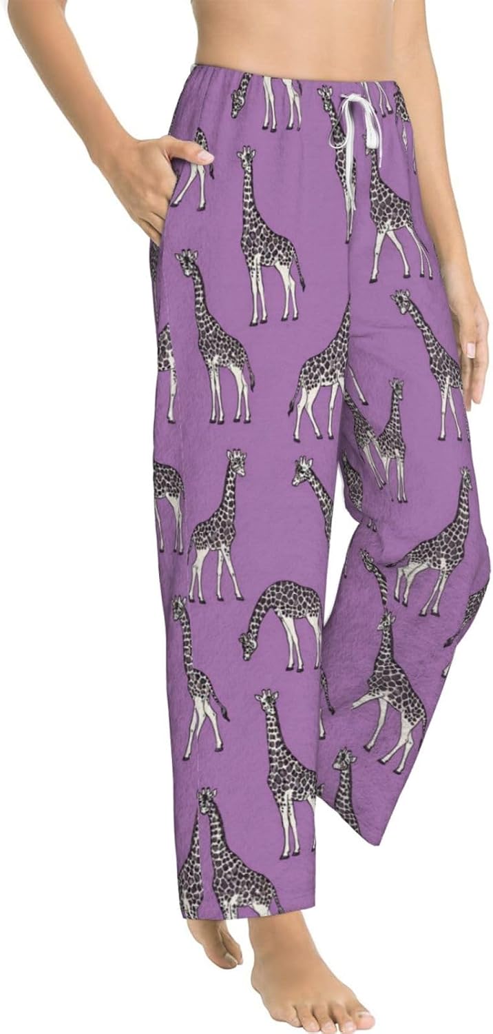 PVVCDV Tropical Safari Animal Print Flannel Pajama Pants For Women. Soft Fleece Lounge Pants