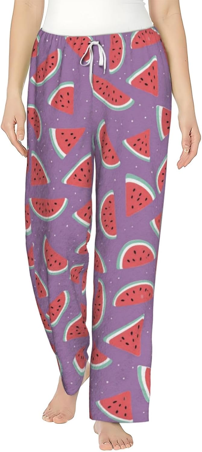 PVVCDV Yellow Banana Flannel Pajama Pants For Women. Soft Fleece Lounge Pants With Pockets And Adjustable Drawstring
