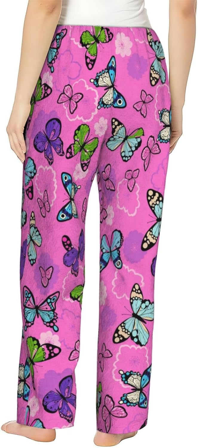 Floral Garden Boho Flannel Pajama Pants For Women. Soft Fleece Lounge Pants With Pockets And Adjustable Drawstring