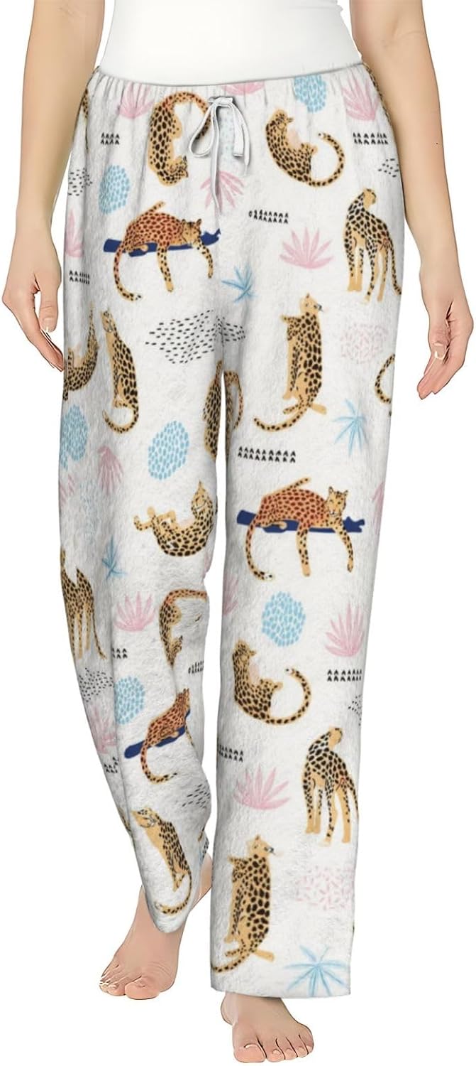 PVVCDV Zebra Flannel Pajama Pants For Women. Soft Fleece Lounge Pants With Pockets And Adjustable Drawstring
