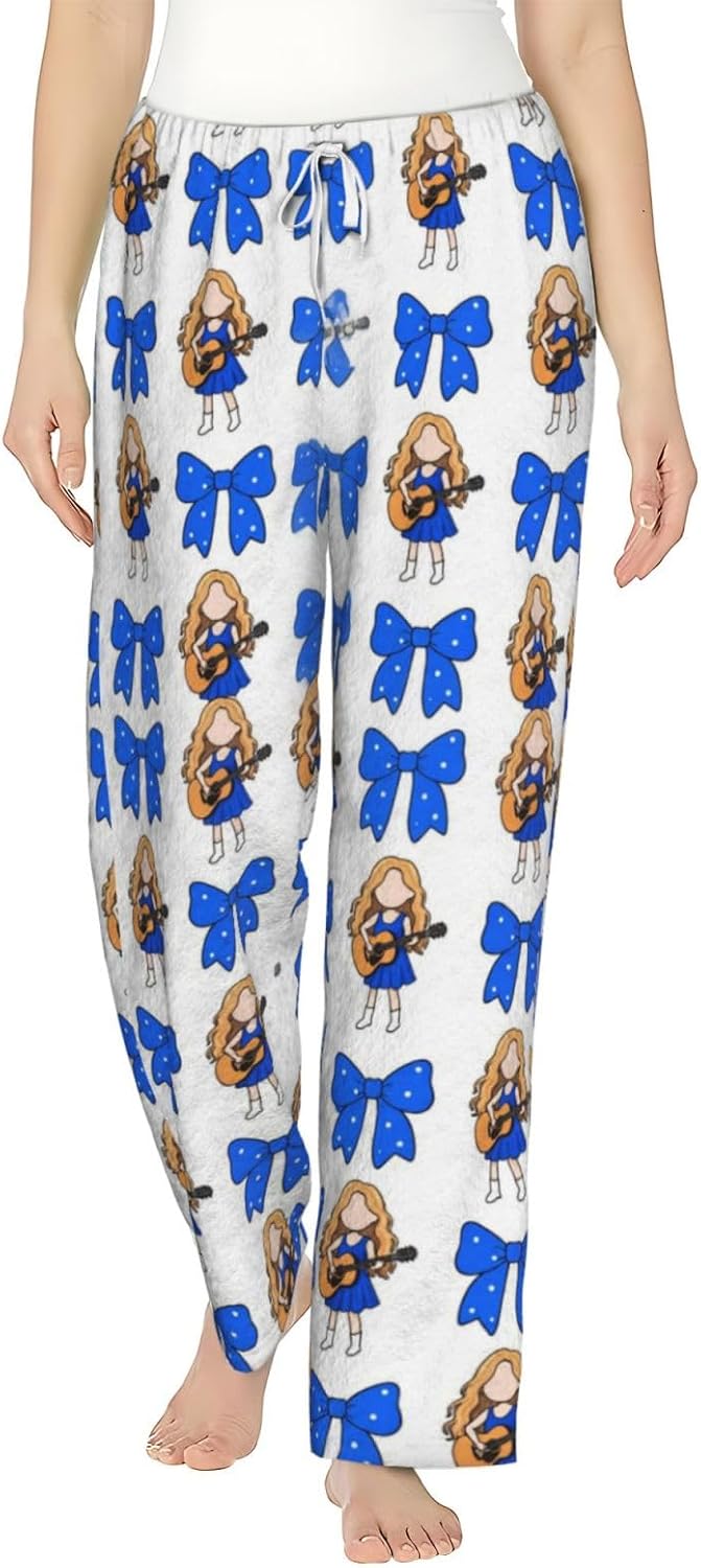 Soccer Ball Field Sports Flannel Pajama Pants For Women. Soft Fleece Lounge Pants With Pockets And Adjustable Drawstring