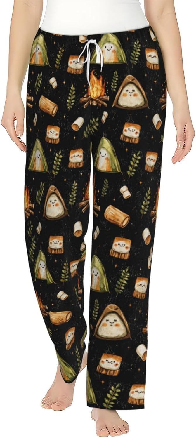 Soccer Ball Field Sports Flannel Pajama Pants For Women. Soft Fleece Lounge Pants With Pockets And Adjustable Drawstring